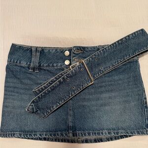 Garage Blue Denim Skirt with Silver Buckle